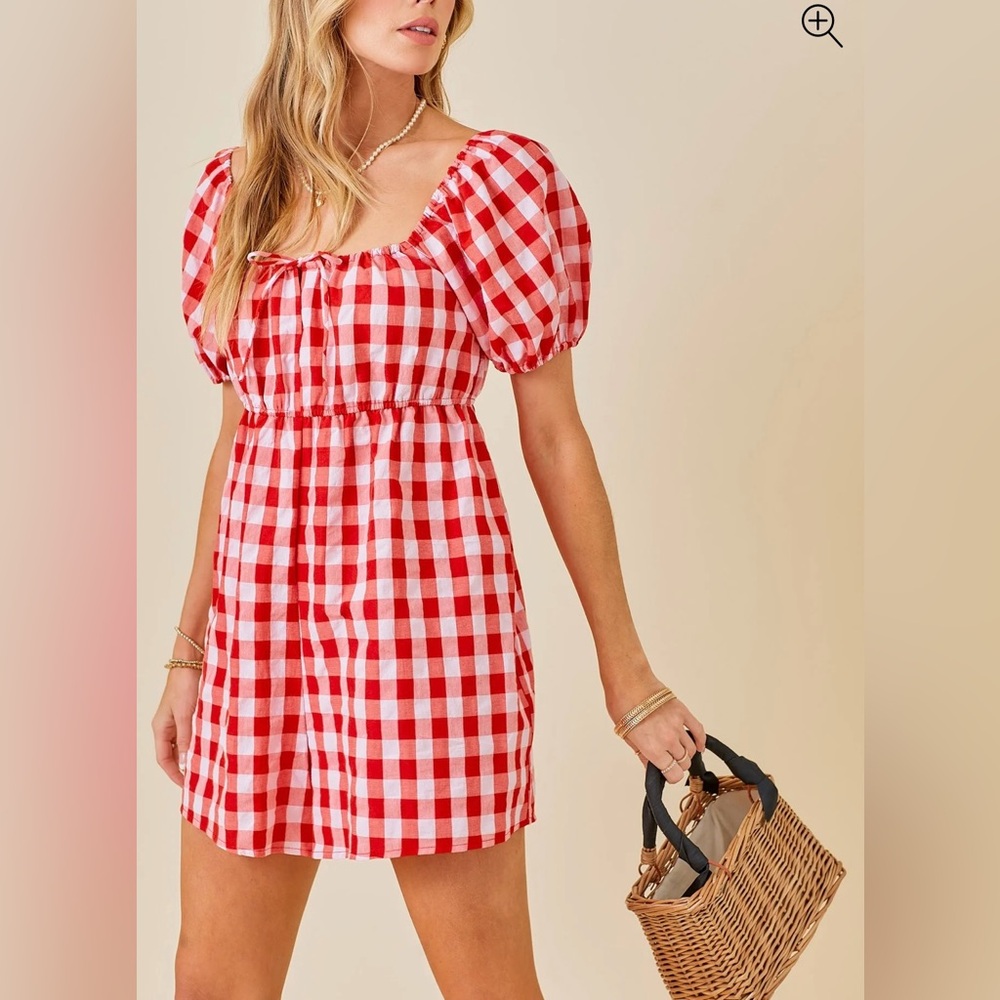 Red Gingham Cutout Romper